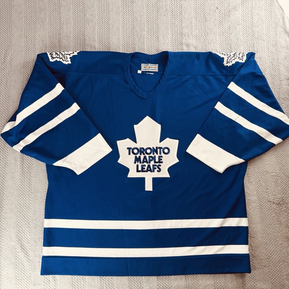Vintage 90s CCM Center Ice Toronto Maple Leafs NHL Hockey Game Strap Jersey 54